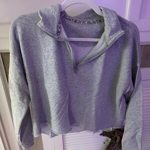Gray Quarter-Zip Women's Top